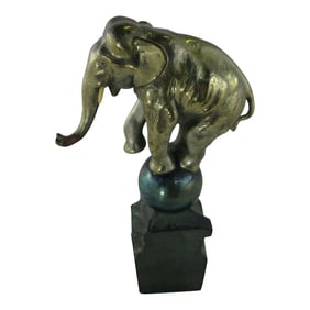 1930 Whimsical Art Deco Silvered Bronze Dancing Elephant with Provenance