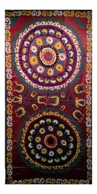 1950s Vintage Silk Suzani- 4' 7" X 8' 11"