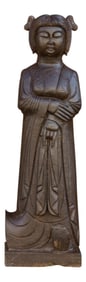 19th Century Hand Carved Black Stone Imperial Statue