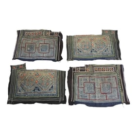 Vintage Asian Textile Fragments to Frame Set of 4