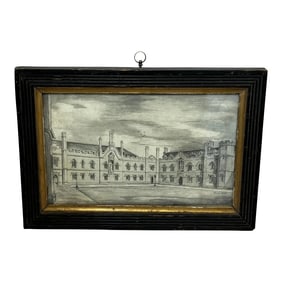 Early 19th Century Georgian Drawing of Gisborne Court at Peterhouse St Peter's College Cambridge