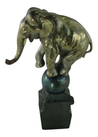 1930 Art Deco Silver Plated Bronze Dancing Elephant