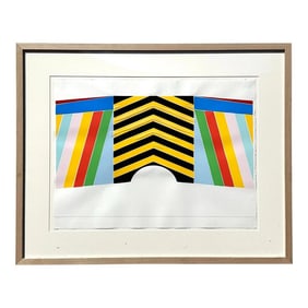 Vintage 1970s Abstract Geometric Lithograph