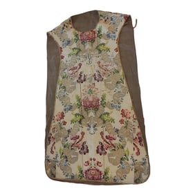 Antique Green and Gold Chasuble With Embroidered Silk and Metallic Threads