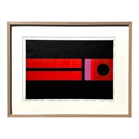 Vintage 1970s Abstract Geometric Lithograph