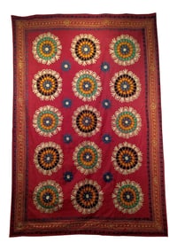 Vintage Uzbek Suzani Silk Embroidery Textile