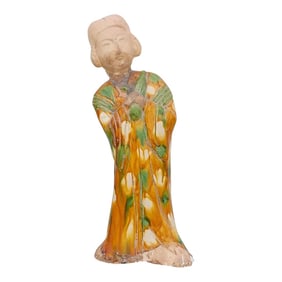 Yellow & Green Soncai Vintage Statue