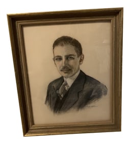 Vintage Pastel Portrait of a Gentleman, Framed