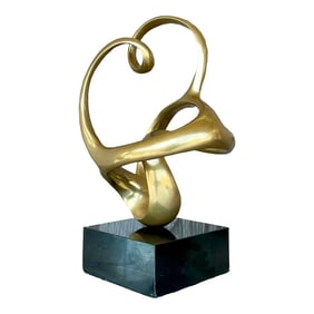 Vintage Boho Signed Abstract Brass Sculpture