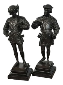Late 19th Century Antique Bronzes of Standing Turks, Signed Guillot - a Pair