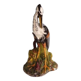 Large Hand Painted Porcelain Heron Bird