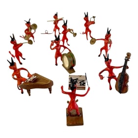 Vienna Cold Painted Bronze Ten Piece Devil Band, After Franz Bergman - Set of 10