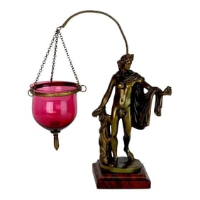 Grand Tour Bronze Apollo Belvedere after Leochares, Votive or Oil Lamp
