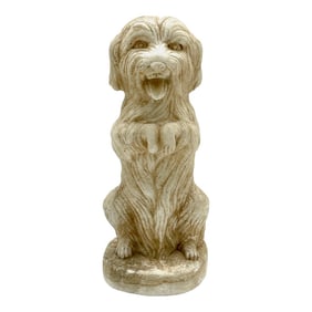 Anglo-Indian Regency Carved Marble Sculpture of Seated Long Hair Terrier
