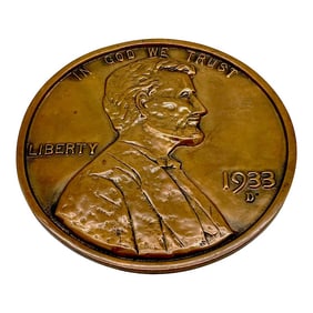 Maquette/Sculpture of Victor David Brenner's 1933 D Lincoln Penny Front/ Obverse