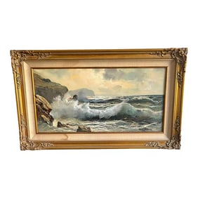 Mid Century Original Seascape Oil by Guido Odierna 1913-1991 Listed Artist