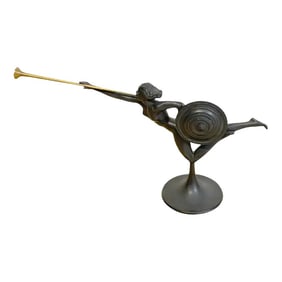 Early 20th Century Art Deco German Pewter & Brass Allegory Sculpture