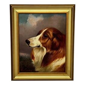 Victorian Scottish Hunting Rough Collie Dog in Moors Oil Painting by Colin Graeme Roe