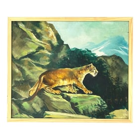 Vintage Original Painting of Lion