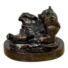 Reclining Bear, Bronze Sculpture After, Antoine-Louis Barye