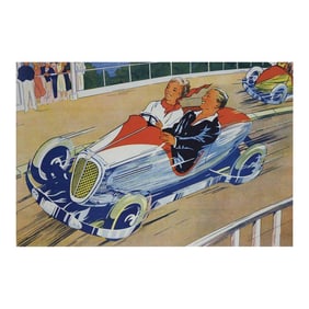 1930s Original Large English Automobile Carnival Poster by Willson's Leicester