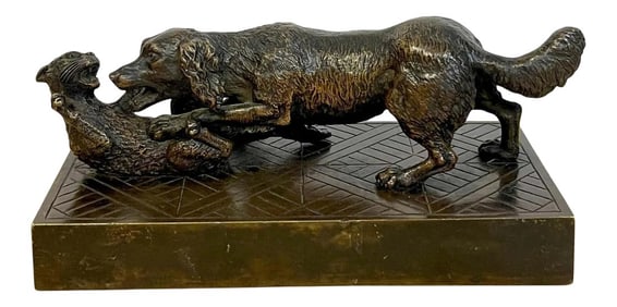 19th Century Napoleon III Bronze of a Dog & Cat