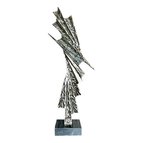 Vintage Boho Textured Abstract Bronze Sculpture