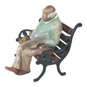 Whimsical Folk Art Mixed Media Sculpture 'Waiting for Godot' 20th Century Artist
