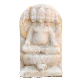 Antique White Marble Indian Deity Sculpture