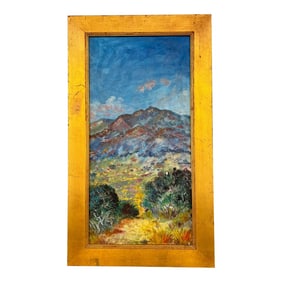 Vintage Impressionist Painting in Gold Wood Frame Signed