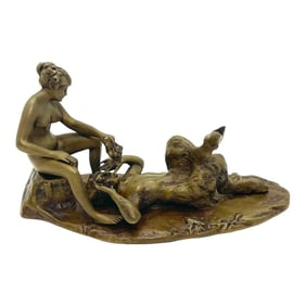 Early 20th Century Austrian Bronze Nymph & Satyr, Style of Bergman