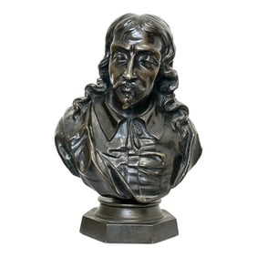 Antique 19th Century English Poet John Milton Sculpture Signed Ernest-Eug√®ne Hiolle