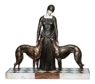 1940s "Toujours Les Amis" French Art Deco Figurative Sculpture 'Toujours Les Ami" Signed R. Lull
