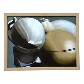 Vintage Still Life Vegetable Bowl Oil on Canvas