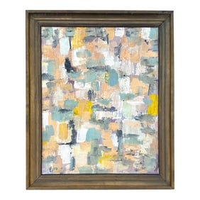 Vintage Boho Abstract Oil on Canvas