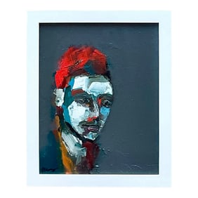 Vintage Early 21st Century Abstract Portrait - Framed and Signed