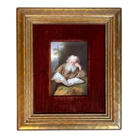Old Master Painting on Porcelain of St. Jerome, after Einsiedler Von S. Koninck