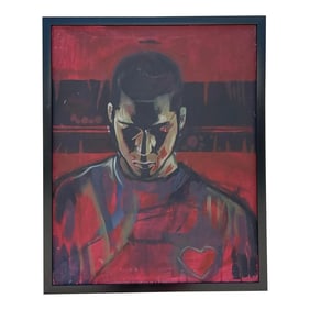 Vintage Boho Original Oil Portrait Painting on Canvas