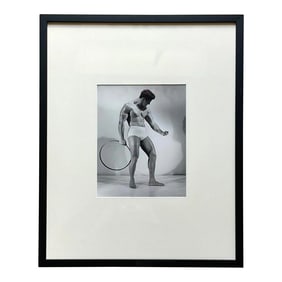 Mid 20th Century Vintage Bruce of La Vintage Framed Photograph on Man With Hoop