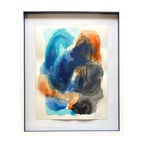 Vintage Shadow Framed Watercolor on Paper