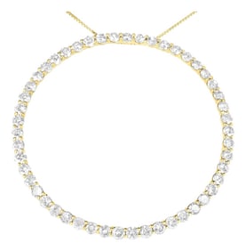 10K Yellow Gold Plated .925 Sterling Silver 4 Cttw Diamond Circle Hoop 18" Pendant Necklace
