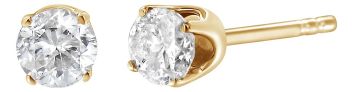 AGS Certified 14K Yellow Gold 1/2 cttw 4-Prong Set Brilliant Round-Cut Solitaire Diamond Push Back S