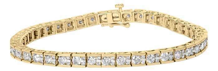 10K Yellow Gold 4.00 Cttw Channel Set Round Diamond Tennis 7" Bracelet (J-K Color, I1-I2 Clarity)