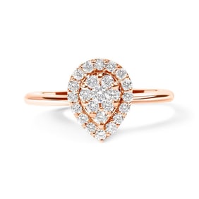 10K Rose Gold 3/8 Cttw Composite Diamond Pear Shaped Halo Promise Ring (I-J Color, I2-I3 Clarity) - 