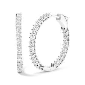 14K White Gold 3.0 Cttw Princess Cut Diamond Inside Out Hoop Earrings (G-H Color, SI2-I1 Clarity) - 