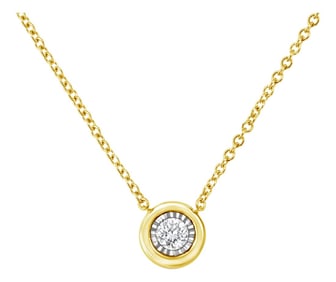 10K Yellow Gold Plated .925 Sterling Silver 1/10 Cttw Miracle Set Round Diamond Circle Shape 18" Pen
