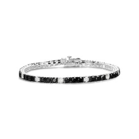 .925 Sterling Silver 8.0 Cttw Black and White Diamond Tennis Bracelet (I-J Color, I2-I3 Clarity) - 7