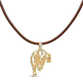 18K 1.00 Cttw Diamond Cat and Bail Pendant Necklace Collar with Matte Finish (F-G Color, VS2-SI1 Cla