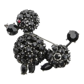 Vintage Jet Bead Poodle Brooch