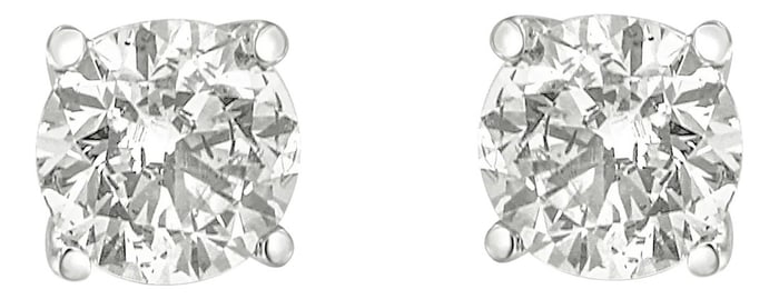 10K White Gold 1.0 Cttw Lab Created Round Brilliant Cut White Diamond Classic 4-Prong Solitaire Stud
